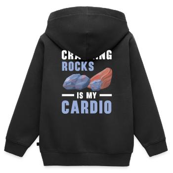 Felsen knacken ist meine Kardio Steinesammeln - Kinder Premium Organic Zip Hoodie - Schwarz - Hinten - AI Model Kid Male (0cm)