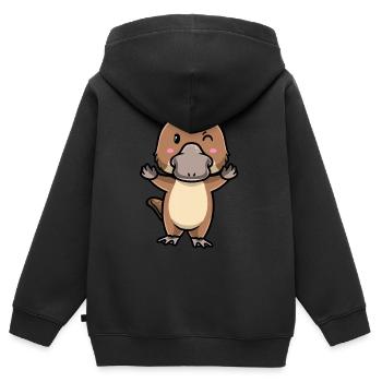 Émoticône ornithorynque de Kawaii - Sweat Premium à capuche zippé enfant bio - noir - Dos - AI Model Kid Male (0cm)