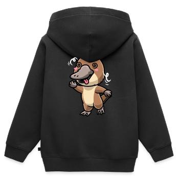 Émoticône ornithorynque de Kawaii - Sweat Premium à capuche zippé enfant bio - noir - Dos - AI Model Kid Male (0cm)