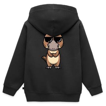 Émoticône ornithorynque de Kawaii - Sweat Premium à capuche zippé enfant bio - noir - Dos - AI Model Kid Male (0cm)