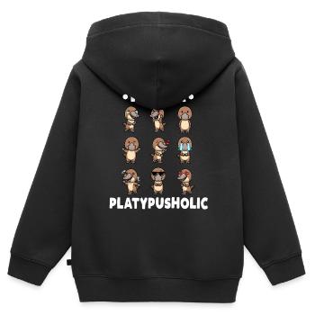 Émoticône ornithorynque de Kawaii - Sweat Premium à capuche zippé enfant bio - noir - Dos - AI Model Kid Male (0cm)