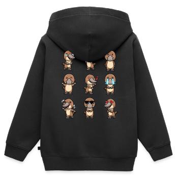 Émoticône ornithorynque de Kawaii - Sweat Premium à capuche zippé enfant bio - noir - Dos - AI Model Kid Male (0cm)