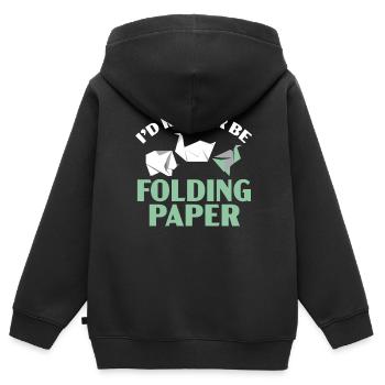 Je préfère plier l’origami japonais en papier - Sweat Premium à capuche zippé enfant bio - noir - Dos - AI Model Kid Male (0cm)