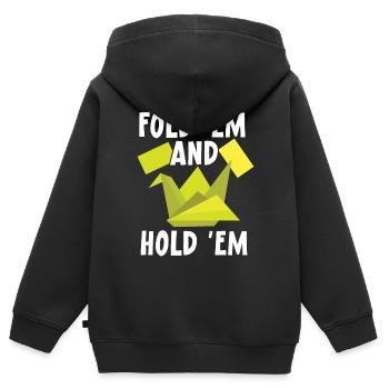 Fold 'em And Hold 'em Paper Art Art japonais - Sweat Premium à capuche zippé enfant bio - noir - Dos - AI Model Kid Male (0cm)
