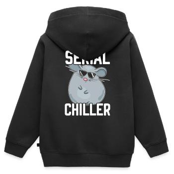 Refroidisseur en série Chinchilla Lover Rongeur Animal de compagnie - Sweat Premium à capuche zippé enfant bio - noir - Dos - AI Model Kid Male (0cm)