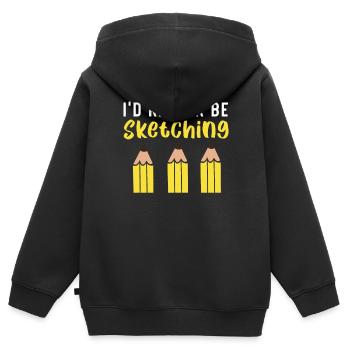 Skizzieren Zeichnen Kritzeln Zeichnen Zeichner - Kinder Premium Organic Zip Hoodie - Schwarz - Hinten - AI Model Kid Male (0cm)