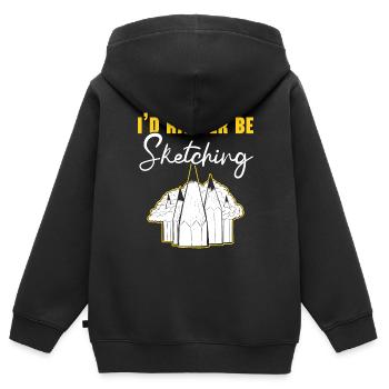 Skizzieren Zeichnen Kritzeln Zeichnen Zeichner - Kinder Premium Organic Zip Hoodie - Schwarz - Hinten - AI Model Kid Male (0cm)