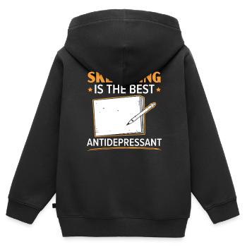 Skizzieren Zeichnen Kritzeln Zeichnen Zeichner - Kinder Premium Organic Zip Hoodie - Schwarz - Hinten - AI Model Kid Male (0cm)