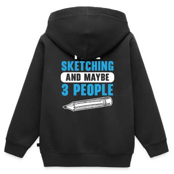 Skizzieren Zeichnen Kritzeln Zeichnen Zeichner - Kinder Premium Organic Zip Hoodie - Schwarz - Hinten - AI Model Kid Male (0cm)