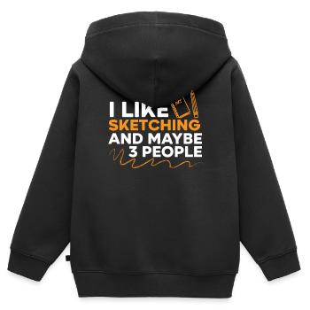 Skizzieren Zeichnen Kritzeln Zeichnen Zeichner - Kinder Premium Organic Zip Hoodie - Schwarz - Hinten - AI Model Kid Male (0cm)