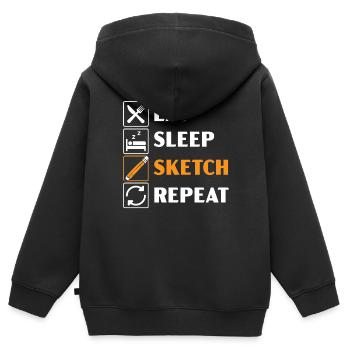 Skizzieren Zeichnen Kritzeln Zeichnen Zeichner - Kinder Premium Organic Zip Hoodie - Schwarz - Hinten - AI Model Kid Male (0cm)