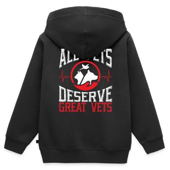 Tierflüsterer, Tierarzt, Tierarzt, Tierarzt - Kinder Premium Organic Zip Hoodie - Schwarz - Hinten - AI Model Kid Male (0cm)