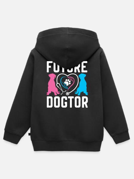 Przyszły Dogtor Weterynarz Lekarz Zwierząt Weterynarz - Bluza Premium z kapturem na zamek dziecięca bio - czarny