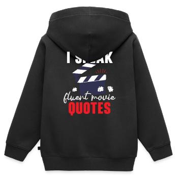 Ich spreche fließend Film Zitate Film Film Kino - Kinder Premium Organic Zip Hoodie - Schwarz - Hinten - AI Model Kid Male (0cm)