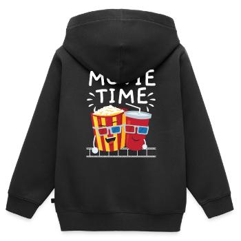 Movie Time Critique de cinéma Marathon de films Cinéma - Sweat Premium à capuche zippé enfant bio - noir - Dos - AI Model Kid Male (0cm)