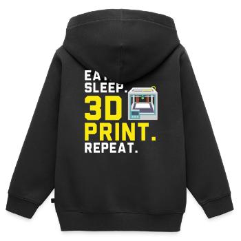 Alimentation Sommeil 3D Impression 3D Répéter Machiniste 3D - Sweat Premium à capuche zippé enfant bio - noir - Dos - AI Model Kid Male (0cm)