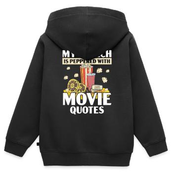 Mon discours est parsemé de citations de films cinéma - Sweat Premium à capuche zippé enfant bio - noir - Dos - AI Model Kid Male (0cm)