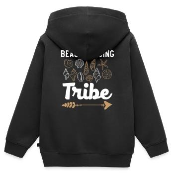 Beachcombing Tribe Shell Collection Strandkamm - Kinder Premium Organic Zip Hoodie - Schwarz - Hinten - AI Model Kid Male (0cm)