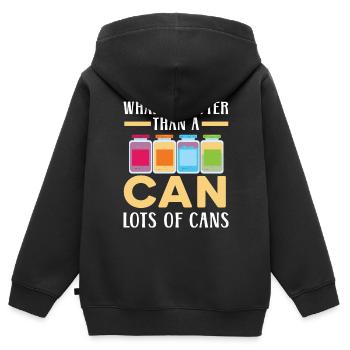 Was ist besser als eine Dose Viele Dosen Einmachen - Kinder Premium Organic Zip Hoodie - Schwarz - Hinten - AI Model Kid Male (0cm)