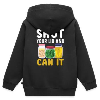 Fermez le couvercle et mettez-le dans la boîte de conserve Konser - Sweat Premium à capuche zippé enfant bio - noir - Dos - AI Model Kid Male (0cm)