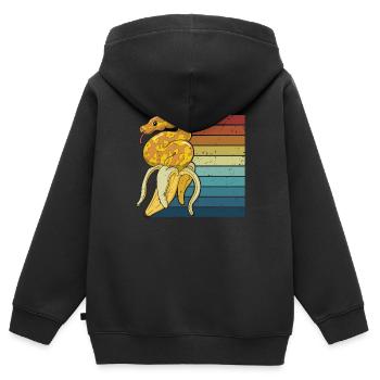 Retro Python Snake Scale Creepers Banane - Sweat Premium à capuche zippé enfant bio - noir - Dos - AI Model Kid Male (0cm)