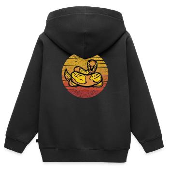 Retro Python Snake Scale Creepers Banane - Sweat Premium à capuche zippé enfant bio - noir - Dos - AI Model Kid Male (0cm)