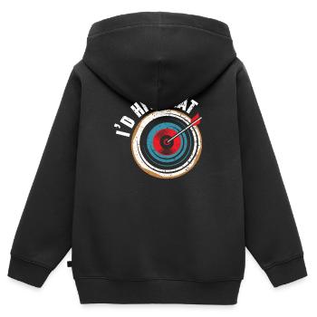 Ich würde das Bogenschützenschießen Pfeilschießen Bogenschießen Bogenschießen treffen - Kinder Premium Organic Zip Hoodie - Schwarz - Hinten - AI Model Kid Male (0cm)