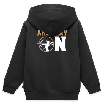 Bogenschießen auf Bogenjäger Bogenschütze Ziel Pfeil Bogenschütze - Kinder Premium Organic Zip Hoodie - Schwarz - Hinten - AI Model Kid Male (0cm)