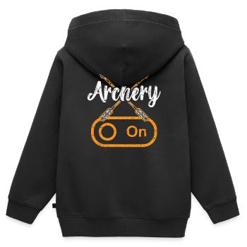 Bogenschießen auf Bogenjäger Bogenschütze Ziel Pfeil Bogenschütze - Kinder Premium Organic Zip Hoodie - Schwarz - Hinten - AI Model Kid Male (0cm)