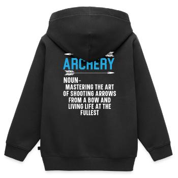 Bogenschießen Bogenjäger Bogenschütze Schießen Pfeil Bogenschütze - Kinder Premium Organic Zip Hoodie - Schwarz - Hinten - AI Model Kid Male (0cm)