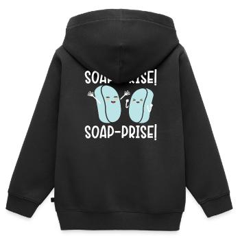Perle de savon! Perle de savon! Savonnage savon orge - Sweat Premium à capuche zippé enfant bio - noir - Dos - AI Model Kid Male (0cm)