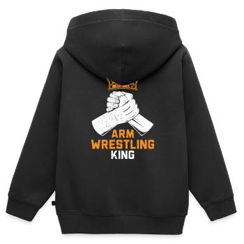 Bras de fer roi bras de fer bras de fer bras de fer - Sweat Premium à capuche zippé enfant bio - noir - Dos - AI Model Kid Male (0cm)