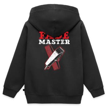 Fade Master Barbershop Tondeuse à cheveux Barbier - Sweat Premium à capuche zippé enfant bio - noir - Dos - AI Model Kid Male (0cm)
