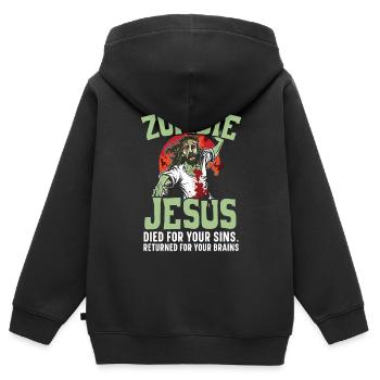 Athéisme Anti-religion Agnostique Libre Penseur Athée - Sweat Premium à capuche zippé enfant bio - noir - Dos - AI Model Kid Male (0cm)
