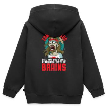 Athéisme Anti-religion Agnostique Libre Penseur Athée - Sweat Premium à capuche zippé enfant bio - noir - Dos - AI Model Kid Male (0cm)