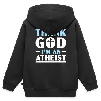 Athéisme Anti-religion Agnostique Libre Penseur Athée - Sweat Premium à capuche zippé enfant bio - noir - Dos - AI Model Kid Male (0cm)