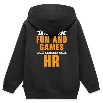 HR Manager Human Resource Mitarbeiter Job Beruf - Kinder Premium Organic Zip Hoodie - Schwarz - Hinten - AI Model Kid Male (0cm)
