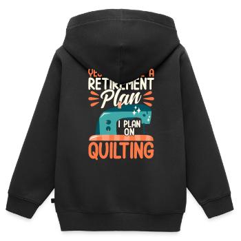 Quilten Geschenk Nähen Stricken Quilter - Kinder Premium Organic Zip Hoodie - Schwarz - Hinten - AI Model Kid Male (0cm)