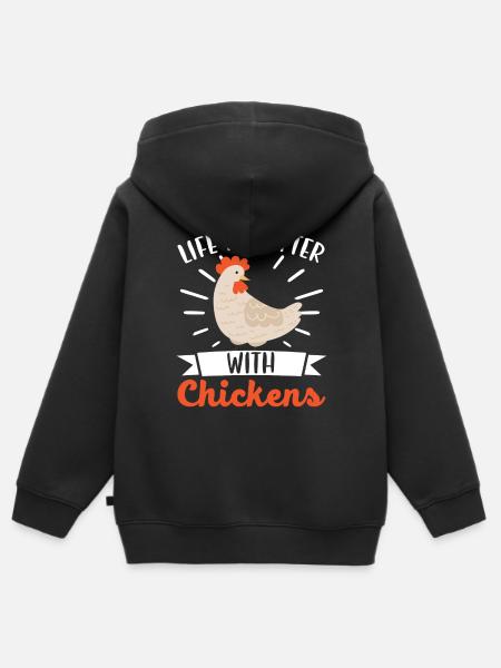 Hühnerbauer Hühnerflüsterer Bauernhoftier - Kinder Premium Organic Zip Hoodie - Schwarz