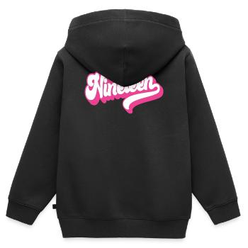 Dix-neuf filles 19e anniversaire Femmes 19 ans - Sweat Premium à capuche zippé enfant bio - noir - Dos - AI Model Kid Male (0cm)