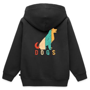 Retro Vierbeiner Wauwau Rüde Hundebesitzer Hund - Kinder Premium Organic Zip Hoodie - Schwarz - Hinten - AI Model Kid Male (0cm)