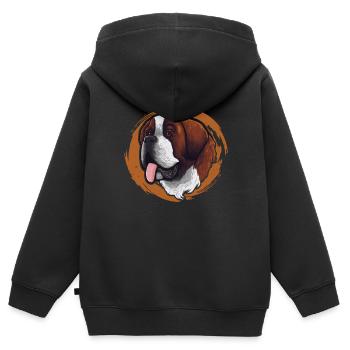Rüde Vierbeiner Wauwau Hundebesitzer Bernhardiner - Kinder Premium Organic Zip Hoodie - Schwarz - Hinten - AI Model Kid Male (0cm)