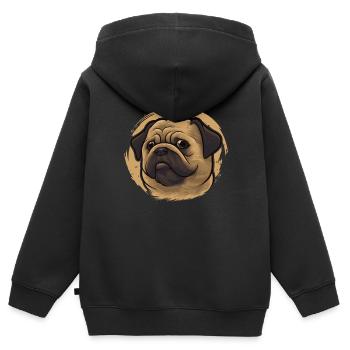 Pug Wauwau Vierbeiner Hundebesitzer Mops Hund - Kinder Premium Organic Zip Hoodie - Schwarz - Hinten - AI Model Kid Male (0cm)