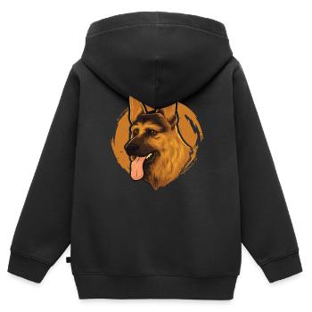 Wauwau Hund Vierbeiner Hundebesitzer Deutscher - Kinder Premium Organic Zip Hoodie - Schwarz - Hinten - AI Model Kid Male (0cm)