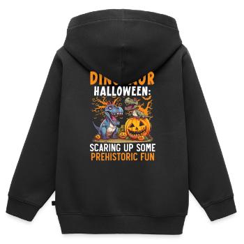 Dinosaure Halloween Trick Or Treat Dino Lover - Sweat Premium à capuche zippé enfant bio - noir - Dos - AI Model Kid Male (0cm)