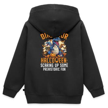 Dinosaure Halloween Trick Or Treat Dino Lover - Sweat Premium à capuche zippé enfant bio - noir - Dos - AI Model Kid Male (0cm)