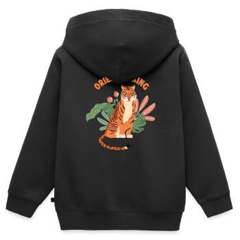 Oriental King Raubkatze Königstiger Sibirischer - Kinder Premium Organic Zip Hoodie - Schwarz - Hinten - AI Model Kid Male (0cm)