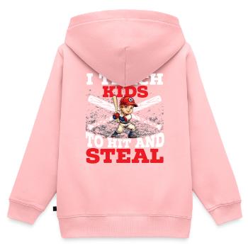 Baseballtrainer Baseballspieler Baseball-Mannschaftssport - Kinder Premium Organic Zip Hoodie - Rosa - Hinten - AI Model Kid Female (0cm)