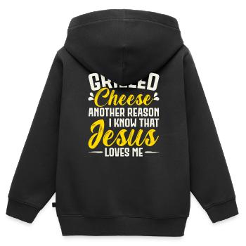 Liebe gegrillten Käse bitte Käsehersteller Käse Essen - Kinder Premium Organic Zip Hoodie - Schwarz - Hinten - AI Model Kid Male (0cm)