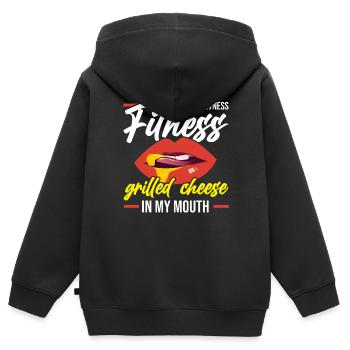 Liebe gegrillten Käse bitte Käsehersteller Käse Essen - Kinder Premium Organic Zip Hoodie - Schwarz - Hinten - AI Model Kid Male (0cm)